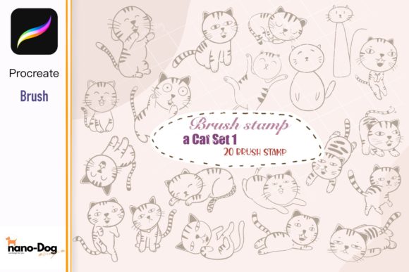 Cat Set Brush Stamps for Procreate